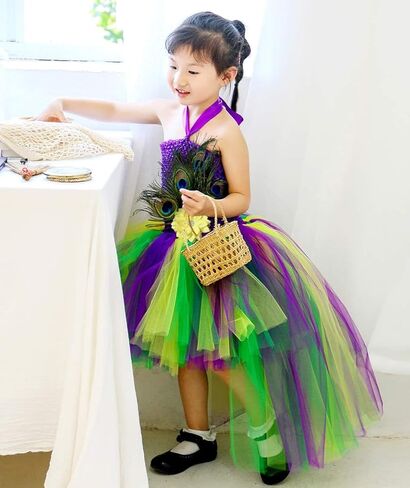 زي توتو دريمز الطاووس للفتيات من عمر 1 إلى 12 عامًا لحفلات الكرنفال في الغابة مع عصابة رأس in Kuwait