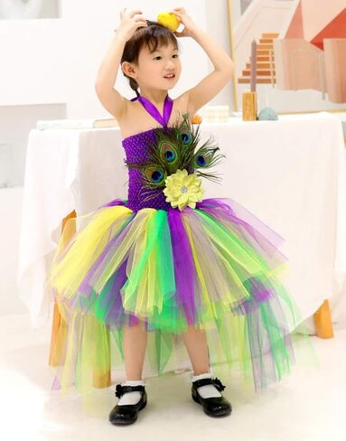 زي توتو دريمز الطاووس للفتيات من عمر 1 إلى 12 عامًا لحفلات الكرنفال في الغابة مع عصابة رأس in Kuwait