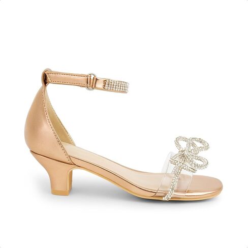 DREAM PAIRS Girls Sandals Ankle Strap Square Toe Low Heel Bow Flower Dress Shoes in Saudi Arabia