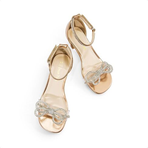 DREAM PAIRS Girls Sandals Ankle Strap Square Toe Low Heel Bow Flower Dress Shoes in Saudi Arabia