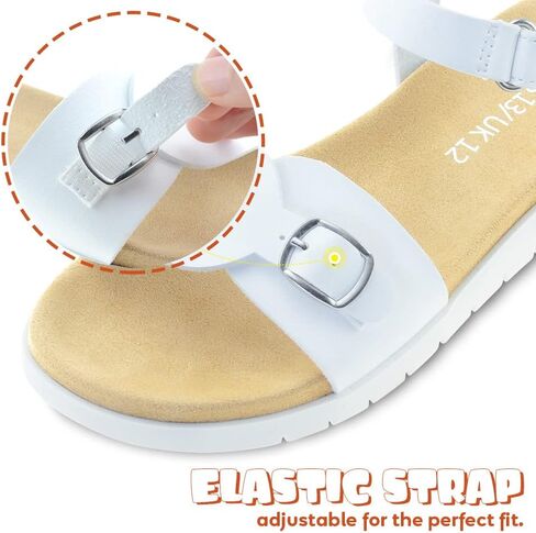 Vonair Girls Sandals Strappy Cute Flats Dress Sandals for Girls Kids Summer Shoes Open Toe with Hook Loop in Saudi Arabia