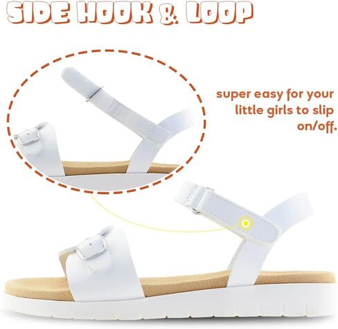 Vonair Girls Sandals Strappy Cute Flats Dress Sandals for Girls Kids Summer Shoes Open Toe with Hook Loop in Saudi Arabia