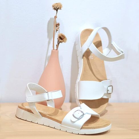 Vonair Girls Sandals Strappy Cute Flats Dress Sandals for Girls Kids Summer Shoes Open Toe with Hook Loop in Saudi Arabia