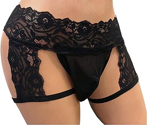 SINMIUANIME Men's lace Anime Panties Three Point Underwear Sheer Mesh Bikini Briefs T-back G-string Panty Sexy in Saudi Arabia