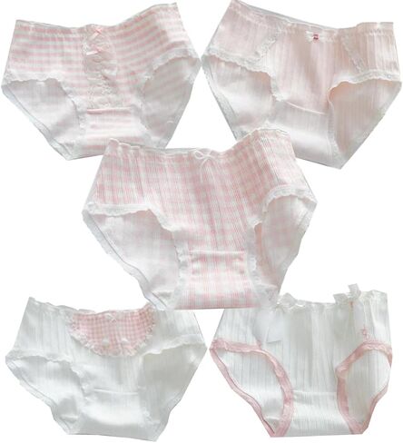 5 Pack Women Teens Pink Cotton Brief Japanese Style Anime Lolita Panties Underwear Bikini Panty Set in Saudi Arabia