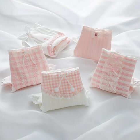 5 Pack Women Teens Pink Cotton Brief Japanese Style Anime Lolita Panties Underwear Bikini Panty Set in Saudi Arabia
