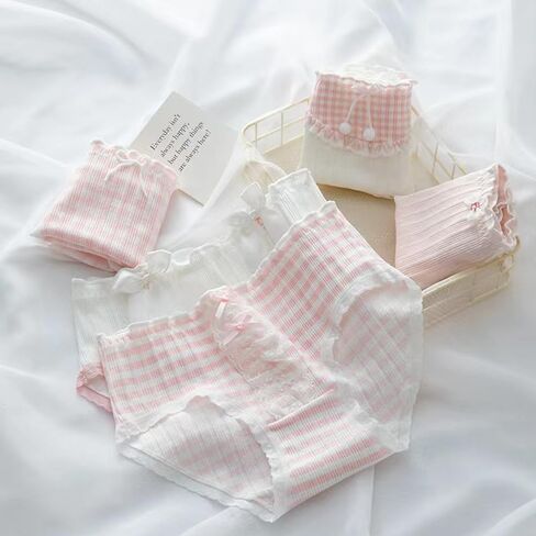 5 Pack Women Teens Pink Cotton Brief Japanese Style Anime Lolita Panties Underwear Bikini Panty Set in Saudi Arabia
