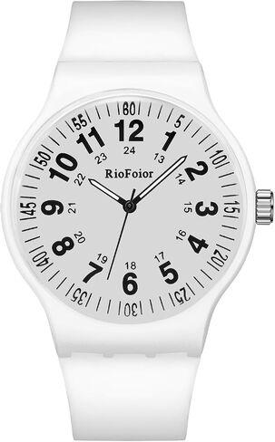 RioFoior Waterproof Analog Unisex Nurse Watch for Nurses,Nursing Students,Medical Professionals,Women,Men with Easy to Read Military Time Dials,Second Hand and 24 Hour,Soft Breathable Silicone Band. in Saudi Arabia