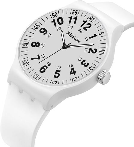 RioFoior Waterproof Analog Unisex Nurse Watch for Nurses,Nursing Students,Medical Professionals,Women,Men with Easy to Read Military Time Dials,Second Hand and 24 Hour,Soft Breathable Silicone Band. in Saudi Arabia
