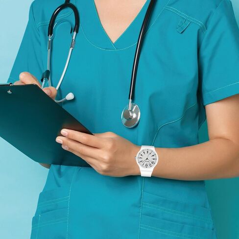 RioFoior Waterproof Analog Unisex Nurse Watch for Nurses,Nursing Students,Medical Professionals,Women,Men with Easy to Read Military Time Dials,Second Hand and 24 Hour,Soft Breathable Silicone Band. in Saudi Arabia
