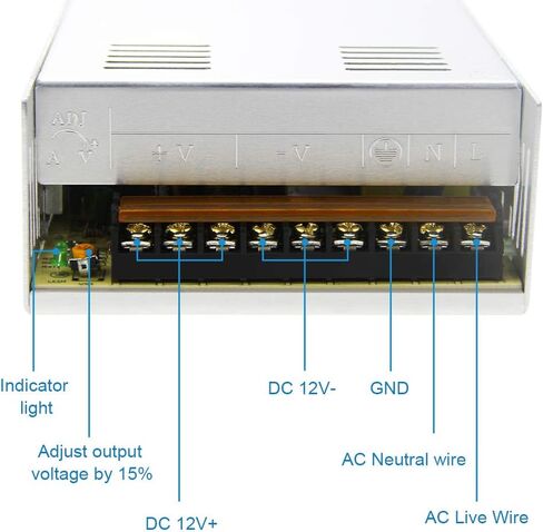 SHNITPWR 12V Power Supply 30A 360W AC to DC Adapter 12 Volt 30 Amp Switching Power Converter Transformer LED Driver 110V 240V AC in for LED Light Strip 3D Printer CCTV Security System LCD Monitor in Saudi Arabia