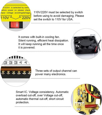 SHNITPWR 12V Power Supply 30A 360W AC to DC Adapter 12 Volt 30 Amp Switching Power Converter Transformer LED Driver 110V 240V AC in for LED Light Strip 3D Printer CCTV Security System LCD Monitor in Saudi Arabia