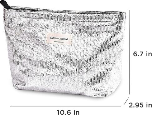 Sminra Makeup Bag Cosmetic bag Preppy Canvas Toiletry Bag for women Cute zipper pouch Organizer Travel accessories (Medium Pink Bow, Large) in Saudi Arabia