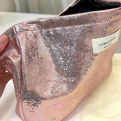 Sminra Makeup Bag Cosmetic bag Preppy Canvas Toiletry Bag for women Cute zipper pouch Organizer Travel accessories (Medium Pink Bow, Large) in Saudi Arabia