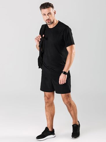 تي شيرت رجالي من Tchumum مكون من 3 قطع تي شيرت جاف مناسب للتكنولوجيا وممتص للرطوبة وسريع الجفاف وطاقم رياضي مرن بأكمام قصيرة in Kuwait