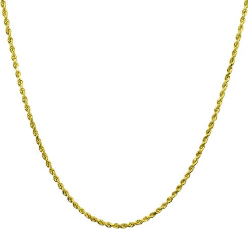 Nuragold 18k Yellow Gold 2mm Rope Chain Diamond Cut Pendant Necklace, Mens Womens Lobster Clasp 16" 18" 20" 22" 24" 26" in Saudi Arabia