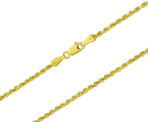 Nuragold 18k Yellow Gold 2mm Rope Chain Diamond Cut Pendant Necklace, Mens Womens Lobster Clasp 16" 18" 20" 22" 24" 26" in Saudi Arabia