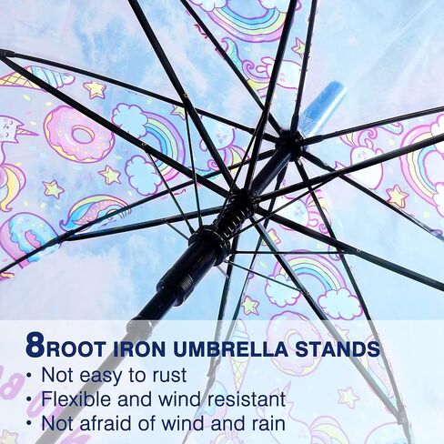 Saisong Kids Clear and Transparent Unicorn Umbrella with Easy Grip Handle Dome Bubble Umbrella Windproof for Children Boys and Girls in Saudi Arabia
