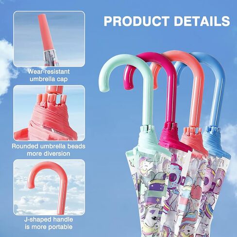 Saisong Kids Clear and Transparent Unicorn Umbrella with Easy Grip Handle Dome Bubble Umbrella Windproof for Children Boys and Girls in Saudi Arabia