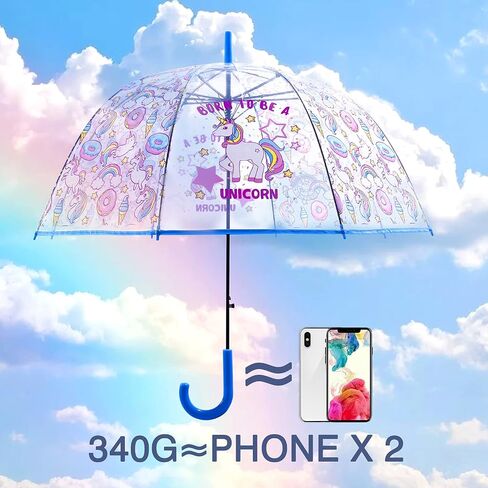Saisong Kids Clear and Transparent Unicorn Umbrella with Easy Grip Handle Dome Bubble Umbrella Windproof for Children Boys and Girls in Saudi Arabia