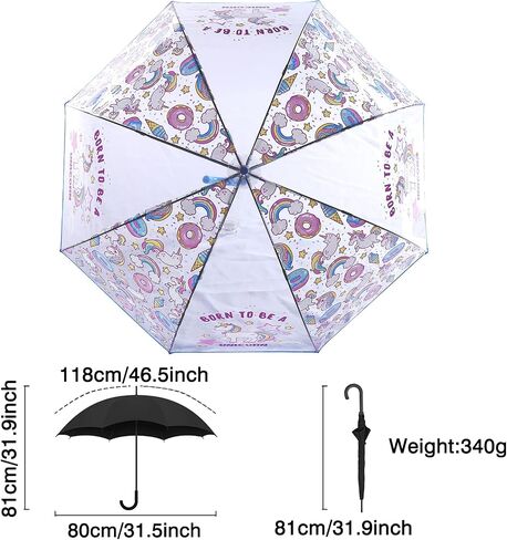 Saisong Kids Clear and Transparent Unicorn Umbrella with Easy Grip Handle Dome Bubble Umbrella Windproof for Children Boys and Girls in Saudi Arabia