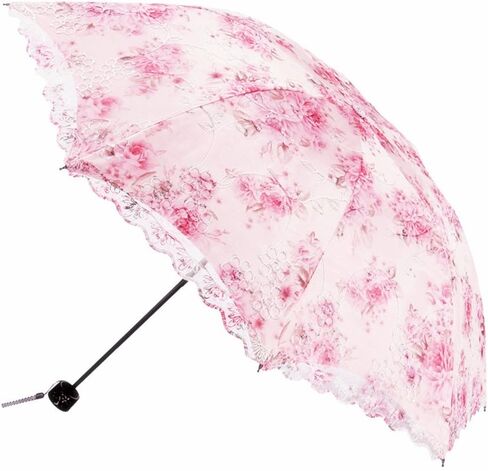 Honeystore Flower Print Vintage Parasol Anti-UV Folding Lace Embroidery Umbrella in Saudi Arabia