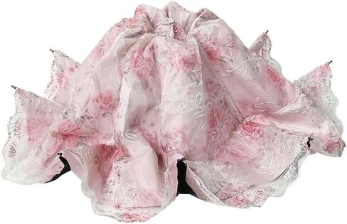 Honeystore Flower Print Vintage Parasol Anti-UV Folding Lace Embroidery Umbrella in Saudi Arabia
