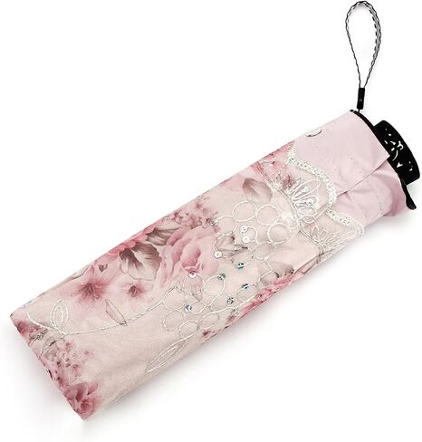 Honeystore Flower Print Vintage Parasol Anti-UV Folding Lace Embroidery Umbrella in Saudi Arabia