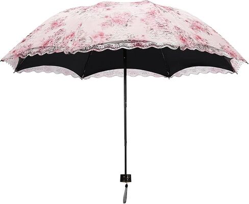 Honeystore Flower Print Vintage Parasol Anti-UV Folding Lace Embroidery Umbrella in Saudi Arabia