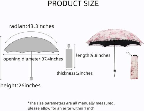 Honeystore Flower Print Vintage Parasol Anti-UV Folding Lace Embroidery Umbrella in Saudi Arabia