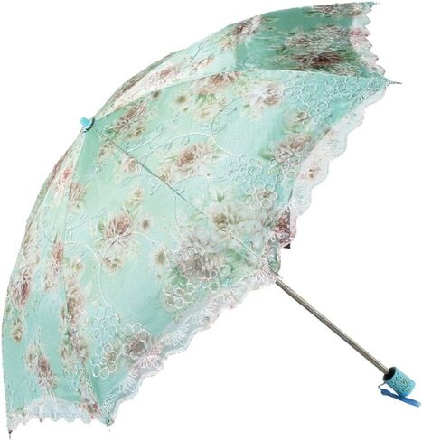Honeystore Flower Print Vintage Parasol Anti-UV Folding Lace Embroidery Umbrella in Saudi Arabia