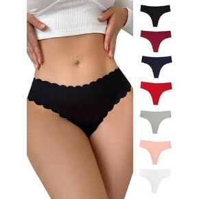 OYOANGLE Women's 7 Pieces Solid Scallop Trim Panties Underwear Stretchy Breathable Bikini Panty in Saudi Arabia