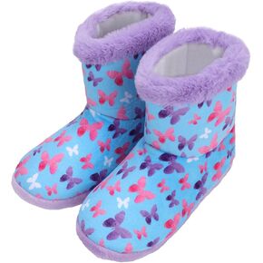 Girls Fluffy Bootie Slippers,Warm Soft Plush Fleece Memory Foam Slip-on House Slippers Washable Cute Unicorn Slippers for Toddler Kids Indoor Outdoor