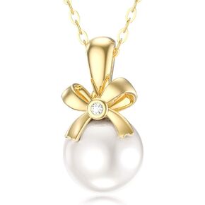 14k الذهب الحقيقي اللؤلؤ قلادة حقيقية المياه العذبة 9mm قلادات اللؤلؤ للنساء 18" in Kuwait