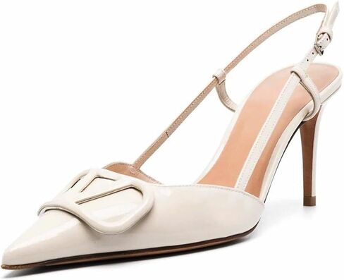 BlingQueen Women Heeled Slingback Sandals Closed Pointed Toe Stiletto High Heels Patent Leather Pumps Slip-On Backless Evening Prom Party Dress Shoes in Saudi Arabia