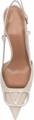 BlingQueen Women Heeled Slingback Sandals Closed Pointed Toe Stiletto High Heels Patent Leather Pumps Slip-On Backless Evening Prom Party Dress Shoes in Saudi Arabia