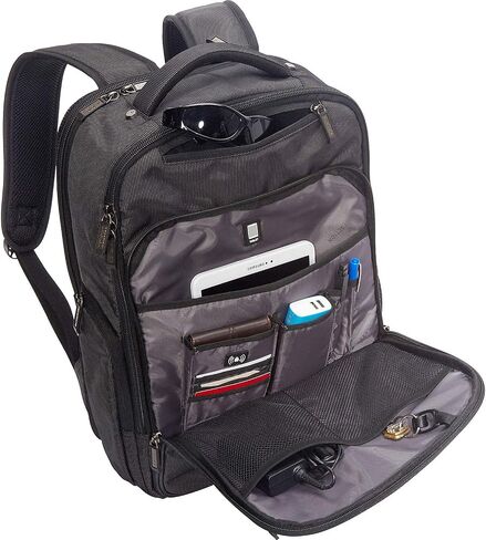 Kenneth Cole Reaction Brooklyn Commuter Slim 16" Laptop Computer Travel Work High School Bookbag, Black Polyester, Polyester Backpack in Saudi Arabia