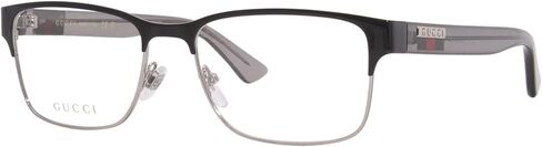 Gucci GG0750O 004 Black Silver Transparent Grey Rectangle Men's Eyeglasses in Saudi Arabia