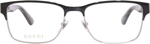 Gucci GG0750O 004 Black Silver Transparent Grey Rectangle Men's Eyeglasses in Saudi Arabia