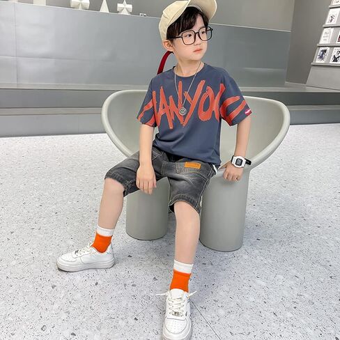 طقم ملابس صيفية للأولاد من Volunboy بأكمام قصيرة وسروال قصير، طقم ملابس مطبوع عليه رسوم كارتونية in Kuwait