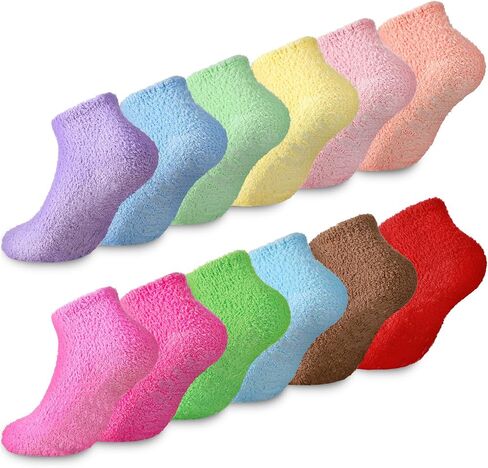 12 Pairs Non Slip Socks Hospital Socks with Grips for Women Men Athletic with Grips Soft Fluffy Slipper Socks in Saudi Arabia