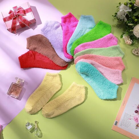 12 Pairs Non Slip Socks Hospital Socks with Grips for Women Men Athletic with Grips Soft Fluffy Slipper Socks in Saudi Arabia