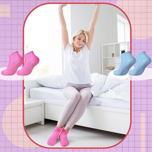 12 Pairs Non Slip Socks Hospital Socks with Grips for Women Men Athletic with Grips Soft Fluffy Slipper Socks in Saudi Arabia