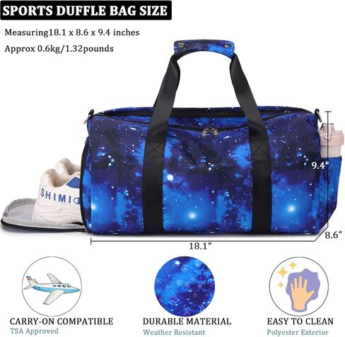 جيانيا شنطة رياضية للاطفال للاستخدام الليلي للاولاد والبنات، شنطة دفل صغيرة لصالة الالعاب الرياضية والسفر والمراهقين، شنطة الجمباز مع جيب للاحذية وجيب للحذاء in Kuwait