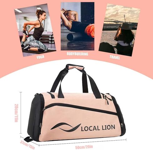 LOCAL LION Sports Gym Bag, Travel Duffel Bag for Men Women with Wet Pocket & Shoe Compartment, Waterproof & Durable Design - Perfect for Workouts and Travel in Kuwait