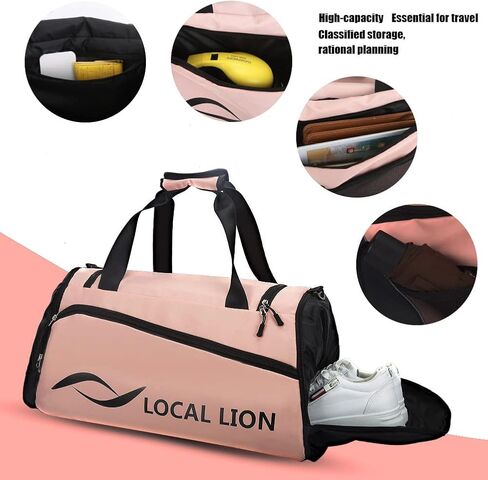 LOCAL LION Sports Gym Bag, Travel Duffel Bag for Men Women with Wet Pocket & Shoe Compartment, Waterproof & Durable Design - Perfect for Workouts and Travel in Kuwait