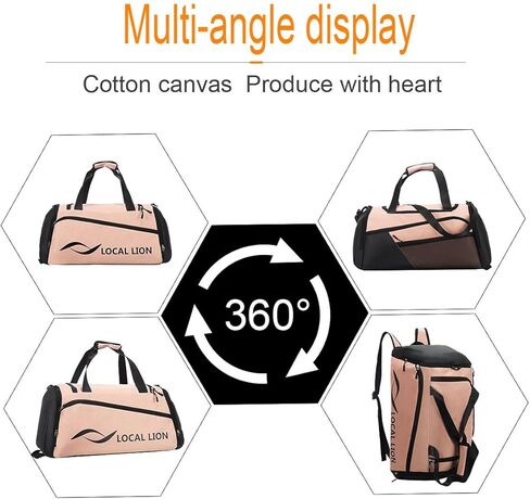LOCAL LION Sports Gym Bag, Travel Duffel Bag for Men Women with Wet Pocket & Shoe Compartment, Waterproof & Durable Design - Perfect for Workouts and Travel in Kuwait