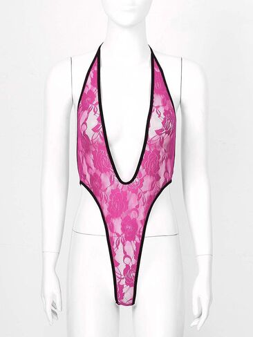 ملابس داخلية نسائية من Mufeng قطعة واحدة من الدانتيل مزهّرة بالورود، ملابس داخلية ذات قصة عالية ورقبة على شكل حرف V تيدي يوتار in Kuwait