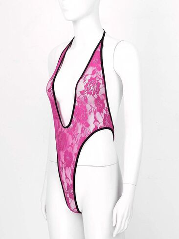 ملابس داخلية نسائية من Mufeng قطعة واحدة من الدانتيل مزهّرة بالورود، ملابس داخلية ذات قصة عالية ورقبة على شكل حرف V تيدي يوتار in Kuwait