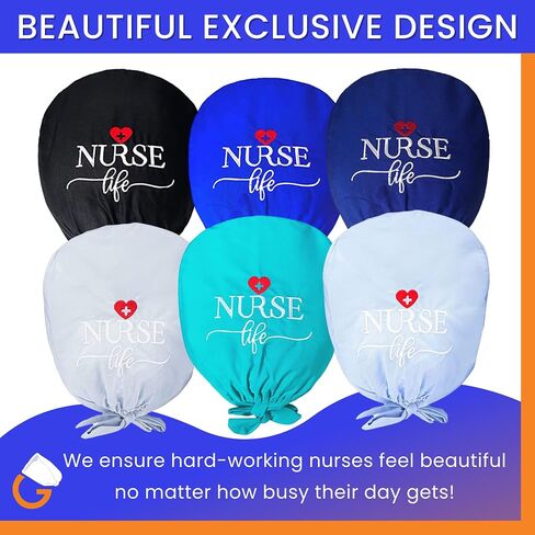 Gotucovered Caps Nurse Hat for Nurses, Scrub Cap Surgical Women, Nurse Life Working Cap with Embroidery in Kuwait